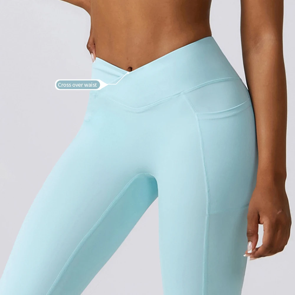 Wholesale Custom logo Scrunch Booty Fitness Leggings Push up Yoga Pants Sport Dancing Wear Yoga Flared Leggings for Women