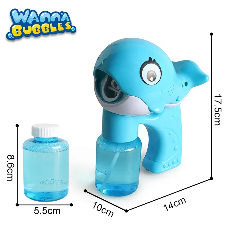 LED Light and Music Sound Lovely Dolphin Machine Outdoor Toys Bubbles Flash Bubble Gun for Kids