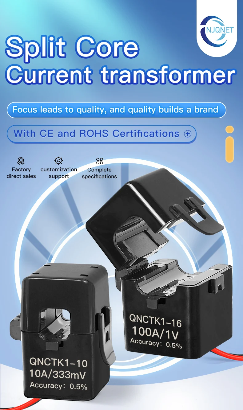 Split Core Current Transformer QNCTK1-10 1A 1V 50A 333mV 100A 0.707V 150A 5V 20A 3.33V 80A Open Type Current Sensor Clamp CT