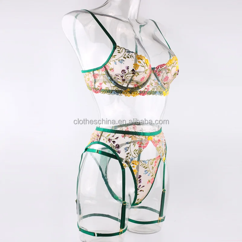 Chuangerm Oem 2024 New Fashion Wholesale Sexy Perspective Floral Bra