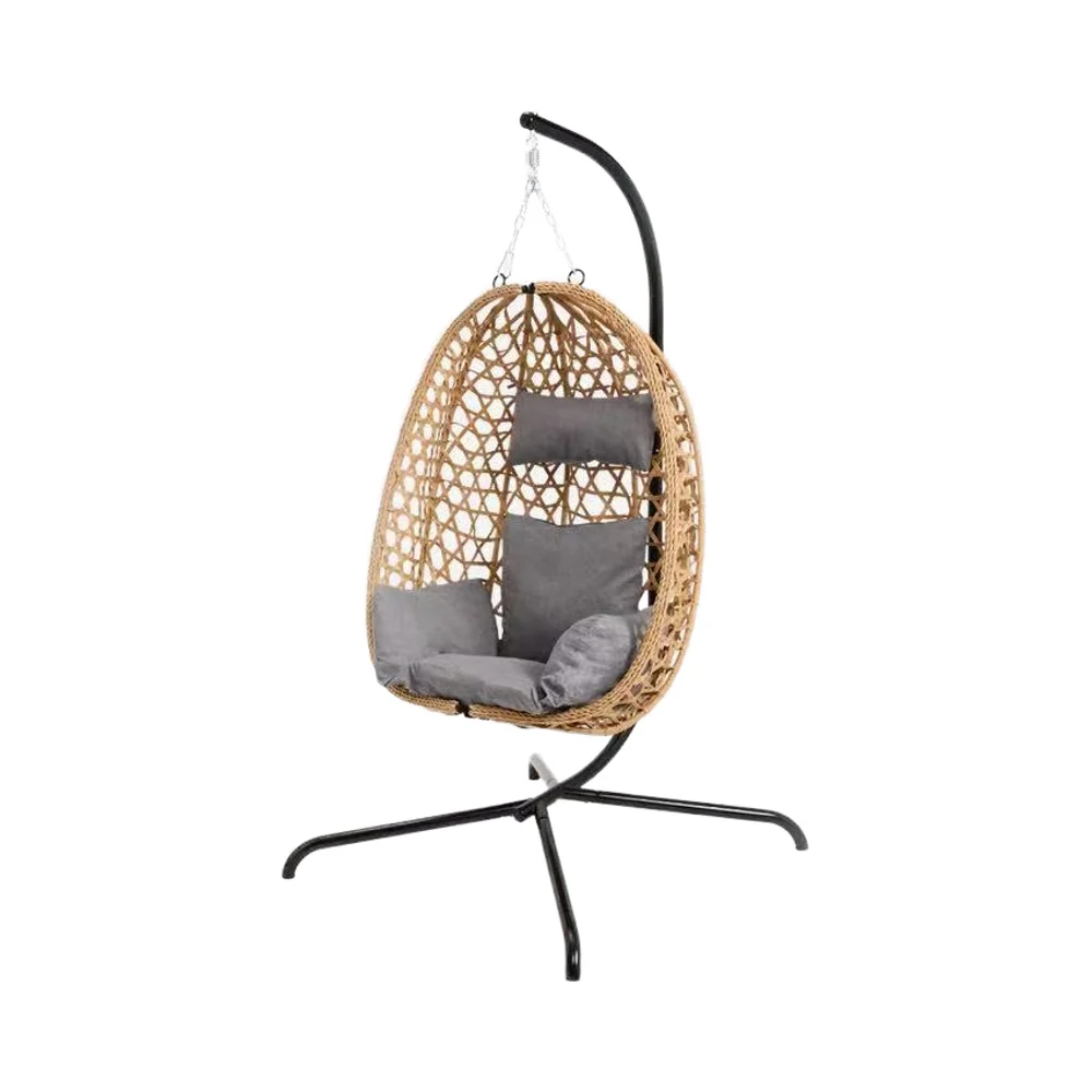 Modern Metal Folding Egg Hanging Chair Rattan for Patio Swings Frame for Outdoor Furniture Courtyard Hotel Park Villa