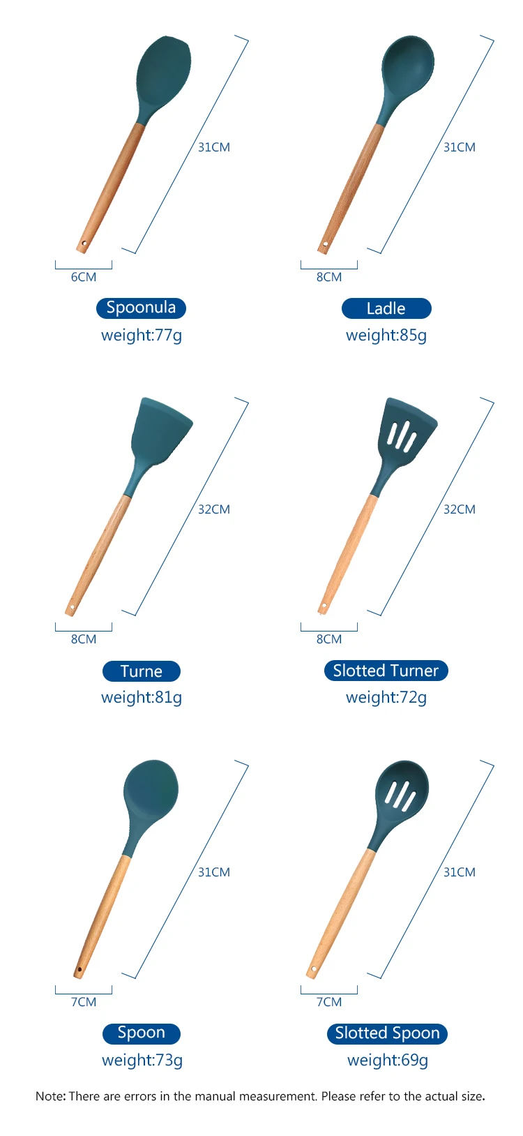 Heat Resistant Kitchen Tools Wooden Handle Spoons Black Kitchen Utensil