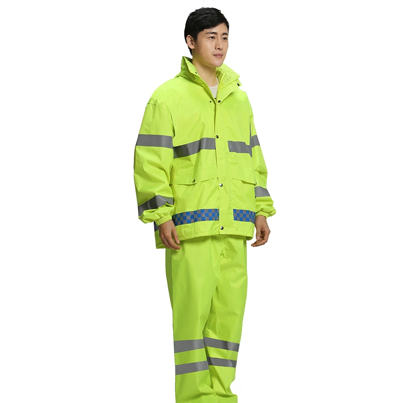 Wholesale Reflective Safety Rain Jacket High Visibility Men Heavy Duty Raincoat Rain Coat