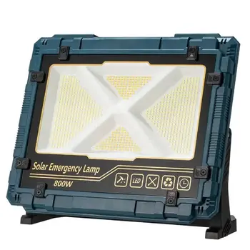 800W All in One Solar LED Work Light Floodlight LED Camping Light  With Hook 3m Cable  ABS Material for Camping Emergency