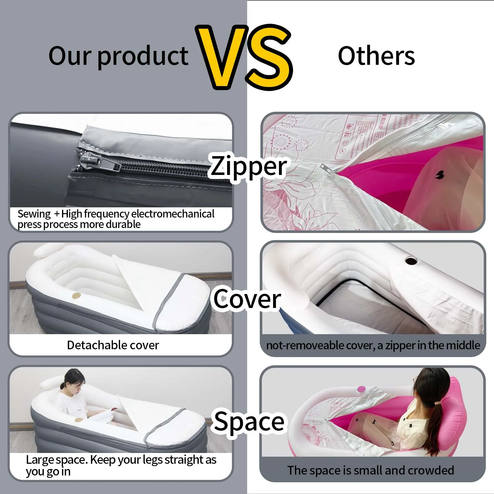 Inflatable Bathtub for Adults Spa Bathtub Foldable Portable Bathtub Blow up Bath Tub