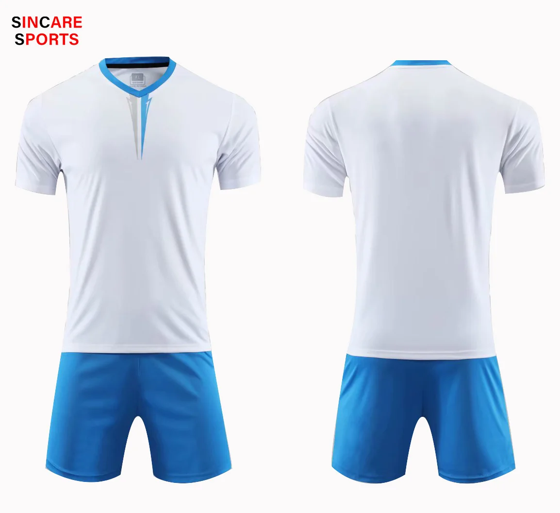 Wholesale Sky blue Soccer uniforms New Kids Men's sizes football jerseys  kit man cheap price jerseys for soccer From m.