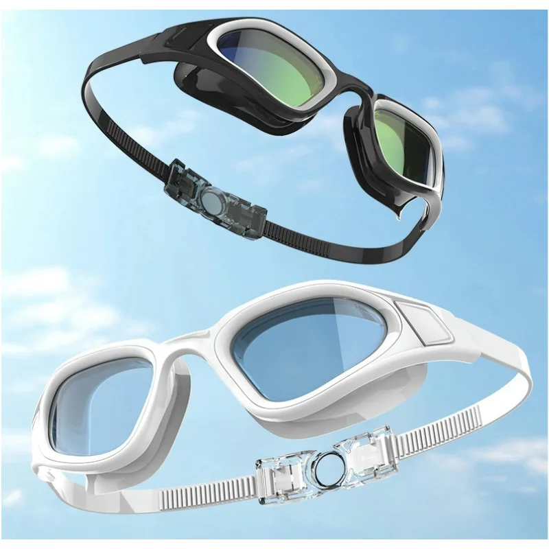Adult Eye Protection Racing Swimming Equipment Myopia Swimming Goggles Waterproof Large Frame Electroplating_voghion.com