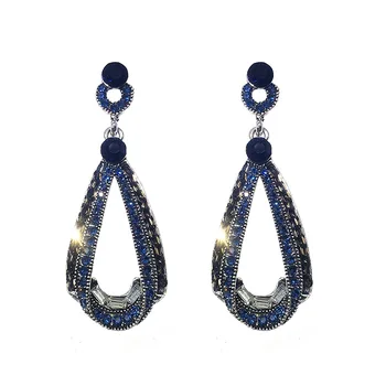 Free Sample 5.5cm fashion blue crystal water drop earring