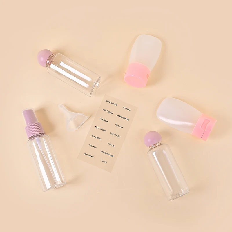 Portable Refillable Travel Accessories Shampoo Hand Wash Lotion Squeezable 7Pcs Plastic Tube Bottles With Flip Cap H6d1036fa26954005a97313e5fef77f3bW