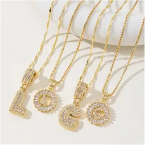 Necklace Promotional 26 English Letters Korean copper Accessories Cartoon Custom Gift Mini Pendant Necklace Christmas