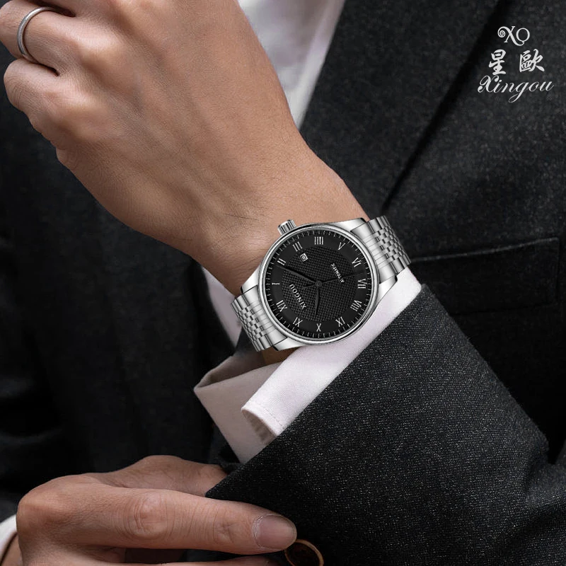Top Brand XINGOU 8038 Men Analog Watches Dress Business Single Calendar Luminous Hands Automatic Mechanical Watches for Men