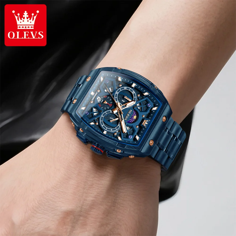 Olevs 2942 Stainless Steel Moon Phase Watch