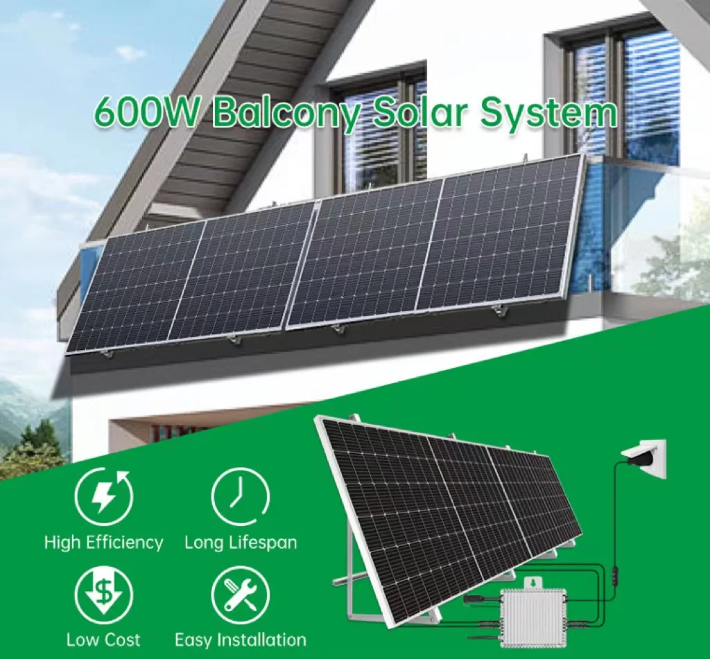 Germany Balcony Solar System 600 Watt 800 Watt Small On Grid Solar Balcony Power Plants 6534