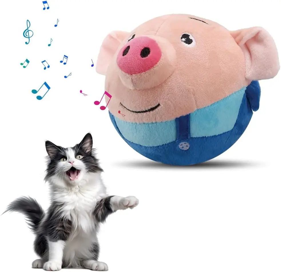USB Rechargeable Dancing Interactive Dog Toy Squeaky Moving Balls Active Moving Pet Plush Toy