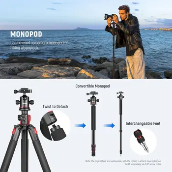 NEEWER 72 inch Camera Tripod Monopod with Center Column and Ball Head Aluminum, Arca Type QR Plate, Bag, Horizontal Tripod product image