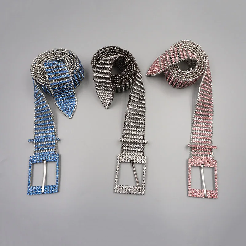 Ready design Silver color fancy crystal belt trim fashion style custom rhinestone women's belt