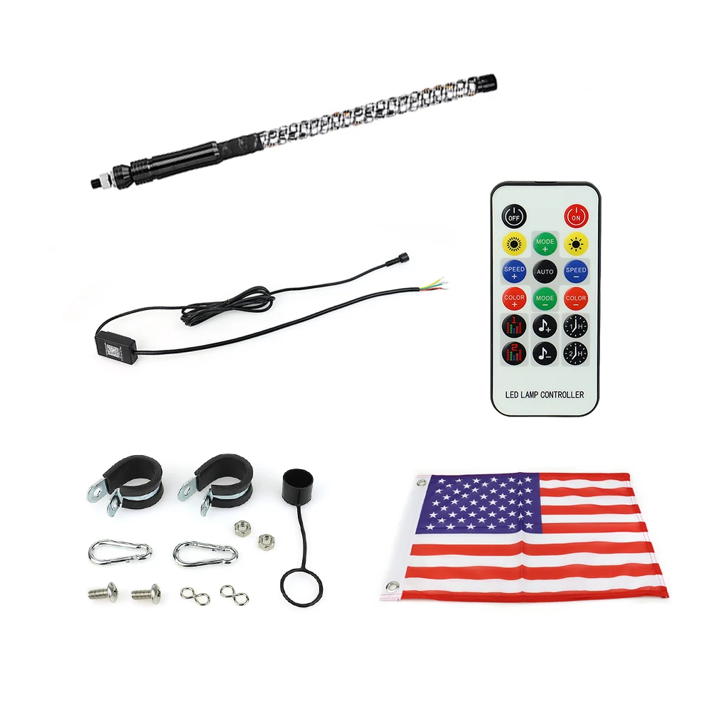 Светодиодные RGB-лампы 2 фута с пультом дистанционного управления, спиральные светильники RGB для охоты за мотовездеходов, внедорожников, грузовиков, RZR, Can-am
