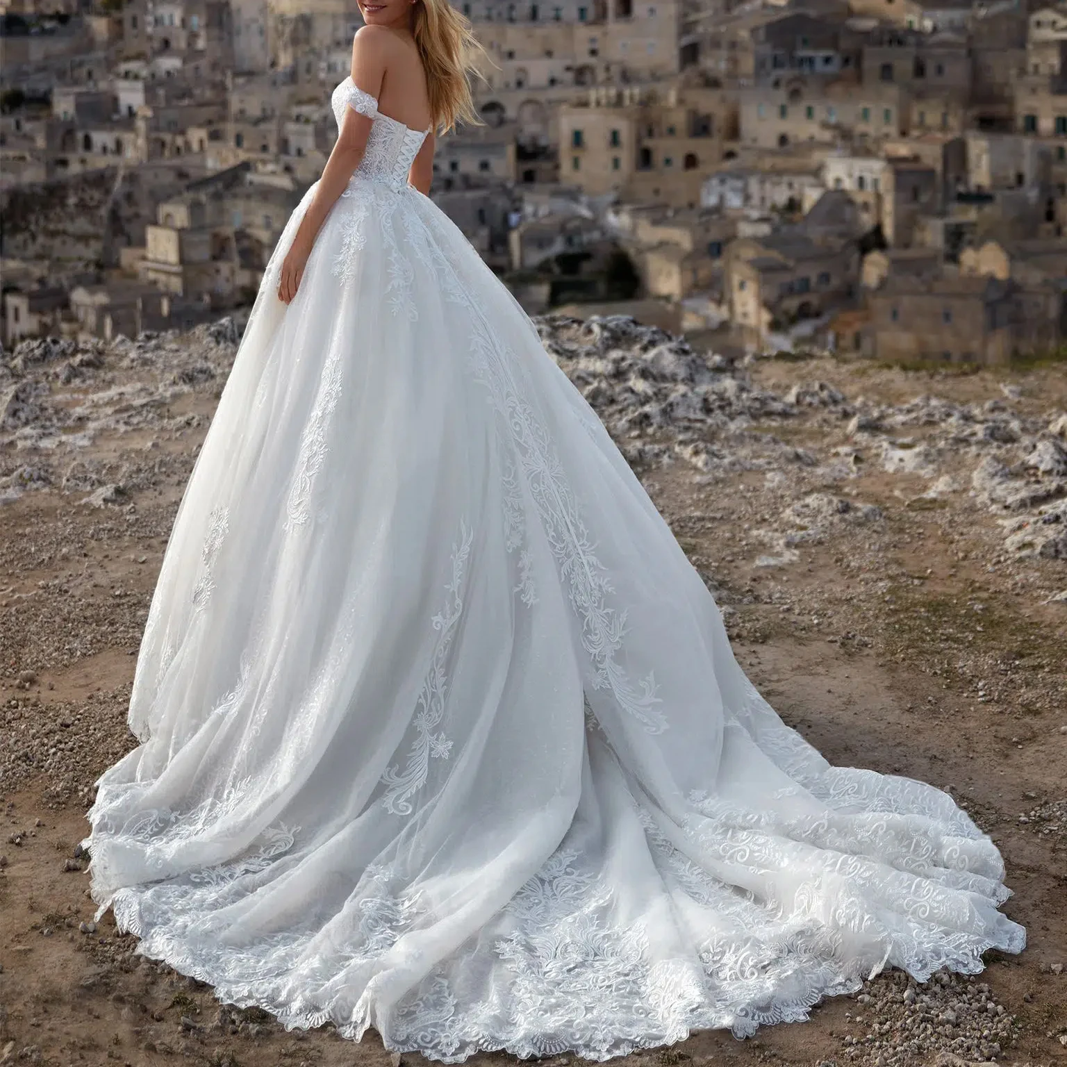 Big Tail Custom Luxury Royal Wedding Dresses a-Line Ball Gown