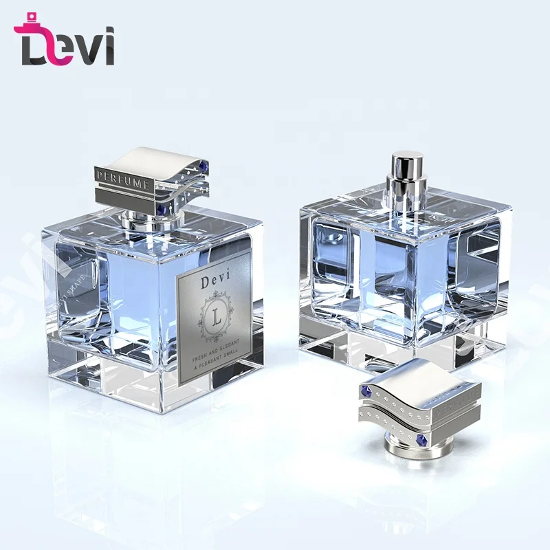 Custom Crystal Refillable Atomizer Spray Luxury Perfume Bottle 10ml 50ml 100ml Recyclable Empty Perfume Rectangular Glass Bottle