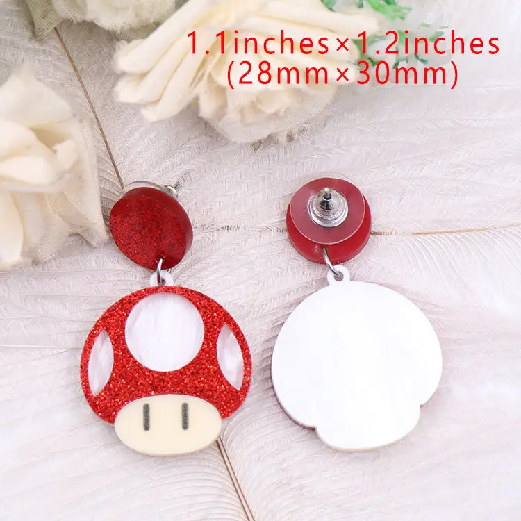 jewelry ERS884ER1917 1pair Top fashion CN Drop Mushroom cute Acrylic earrings Jewelry for women titanium steel factory