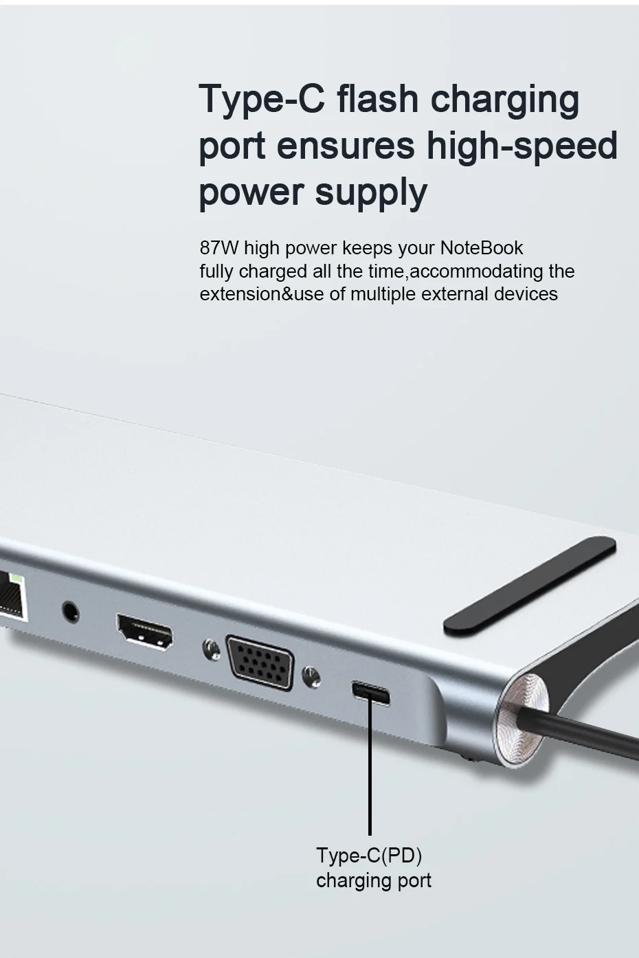 11 Ports USB C Docking With RJ45 Ethernet PD 100W HD 4K USB3.0 TF SD Card Reader VGA Multi Ports 11 in 1 Type C HUB