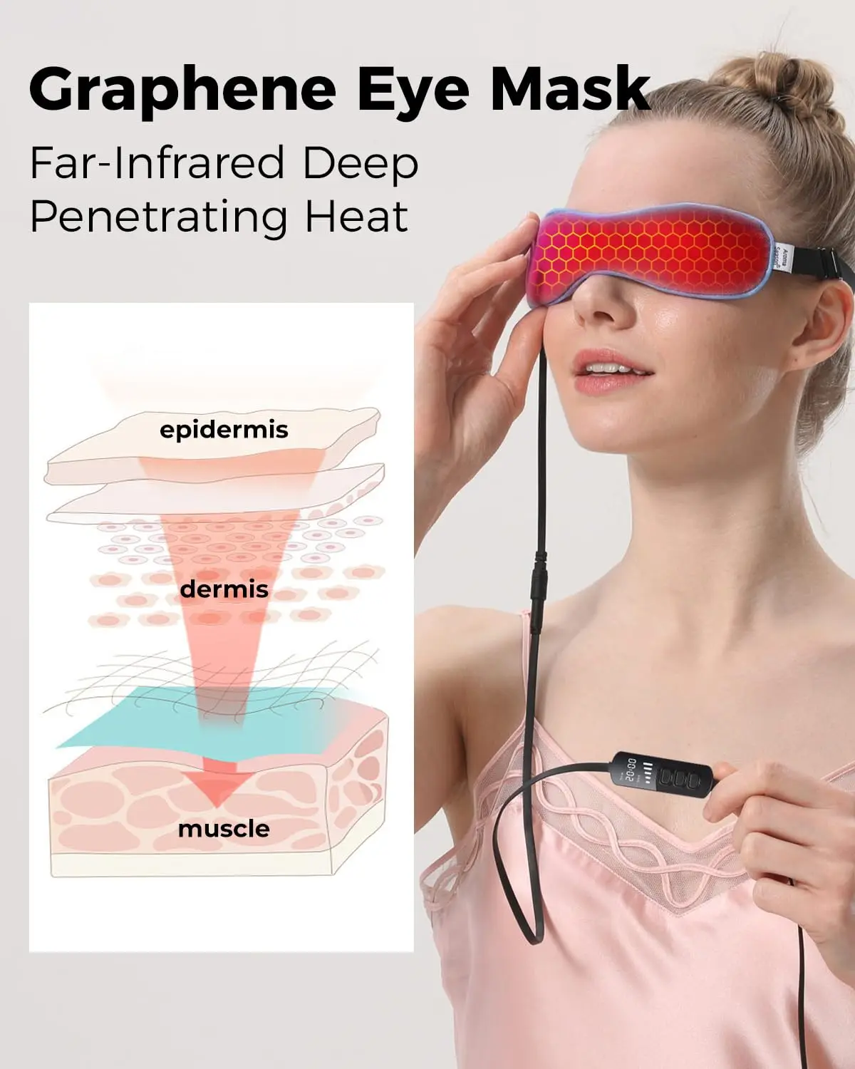 Maschera Riscaldata Per Occhi Wireless USB - Cuscino Caldo Con 5 Temperature, Per Occhi Secchi E Blefarite, Con Custodia In Seta - 3