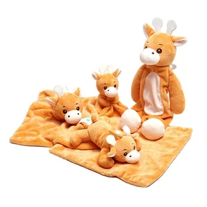 Soft Infant Towel with Plush Deer Toy Comforter and Sleeping Appear Toy Baby's Comfy Accessory