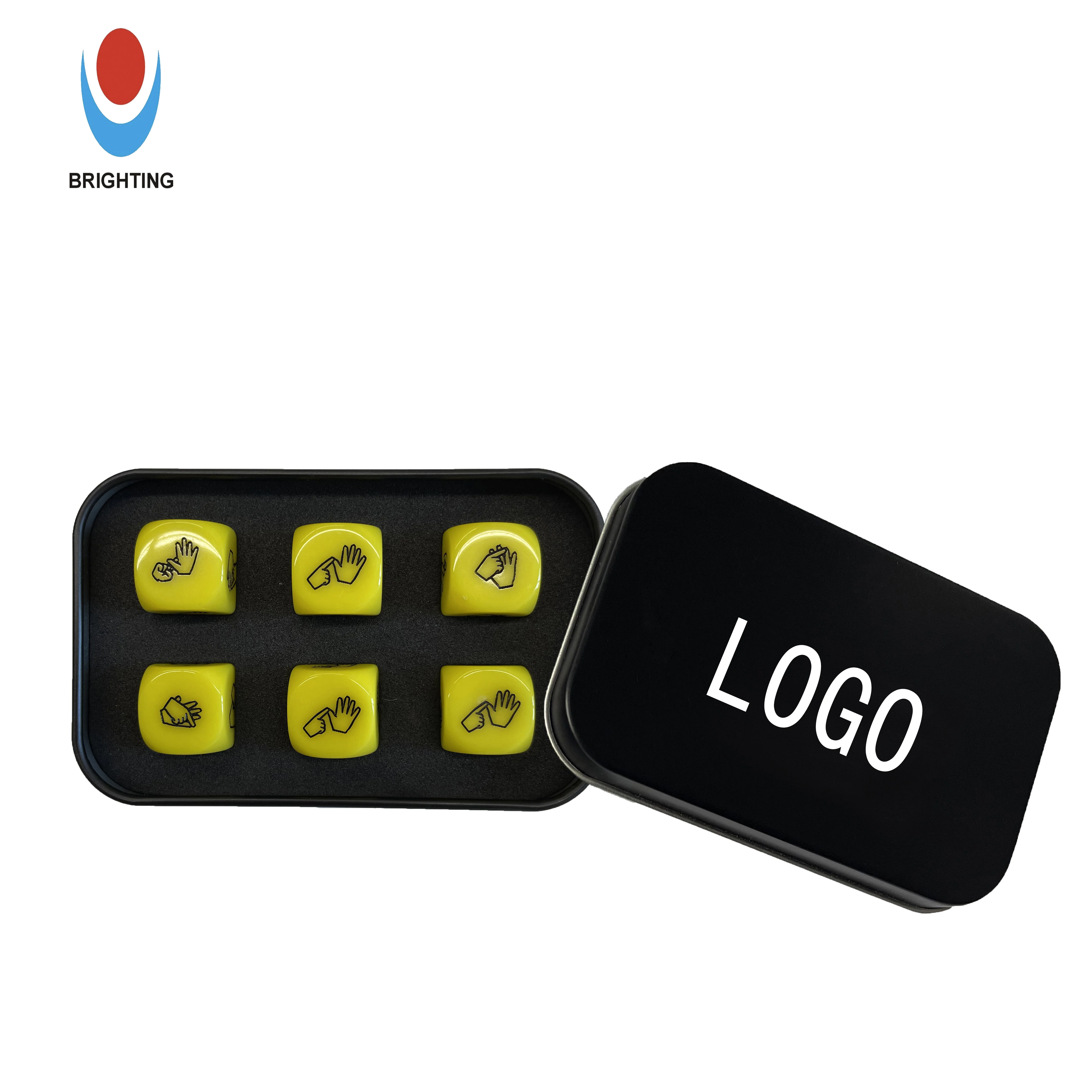 Set of Wooden Dice with Logo Engraved PU Material 16mm Size DND & Game Use Holey Inner EVA Tray for Convenient Storage
