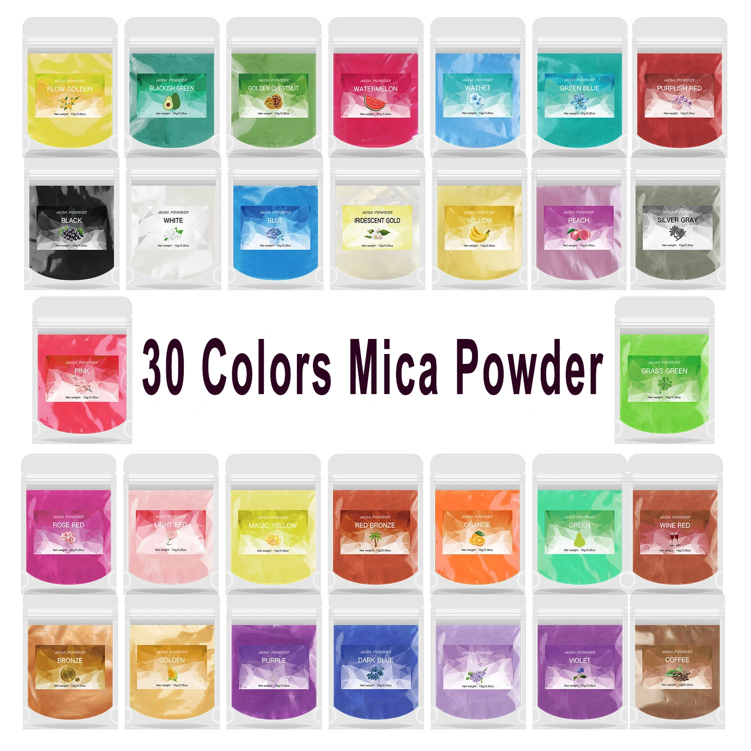Набор нетоксичных натуральных порошковых пигментов, 30 цветов, эпоксидная смола, поделки «сделай сам», слюда, порошок