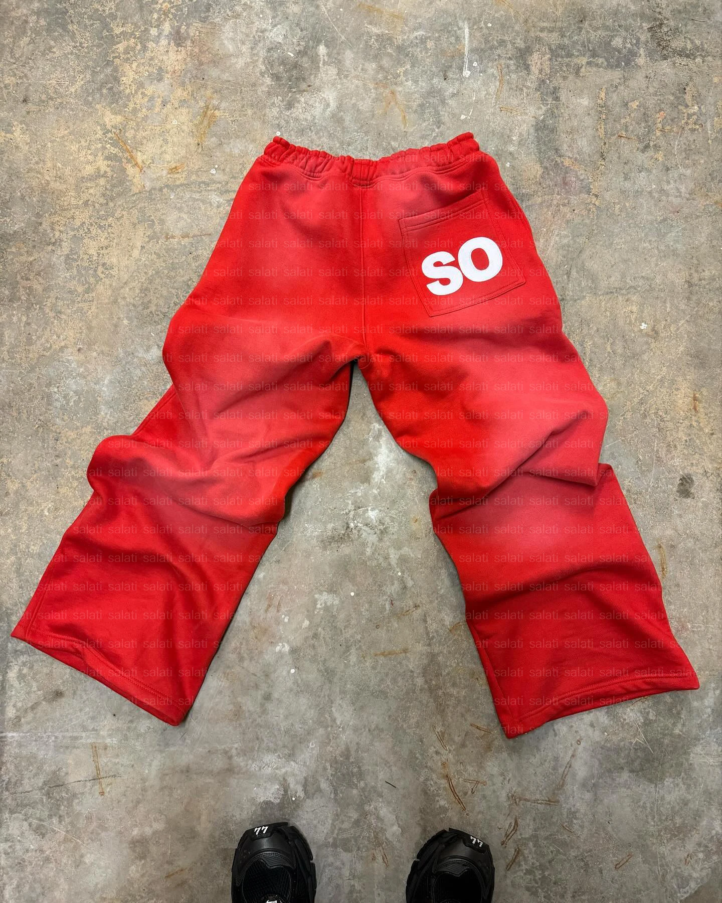 Custom Streetwear High Quality 100% Cotton Track Pants Acid Wash Color Heavy French Cotton Stacked Silk Print Men Sweatpants gallery 8