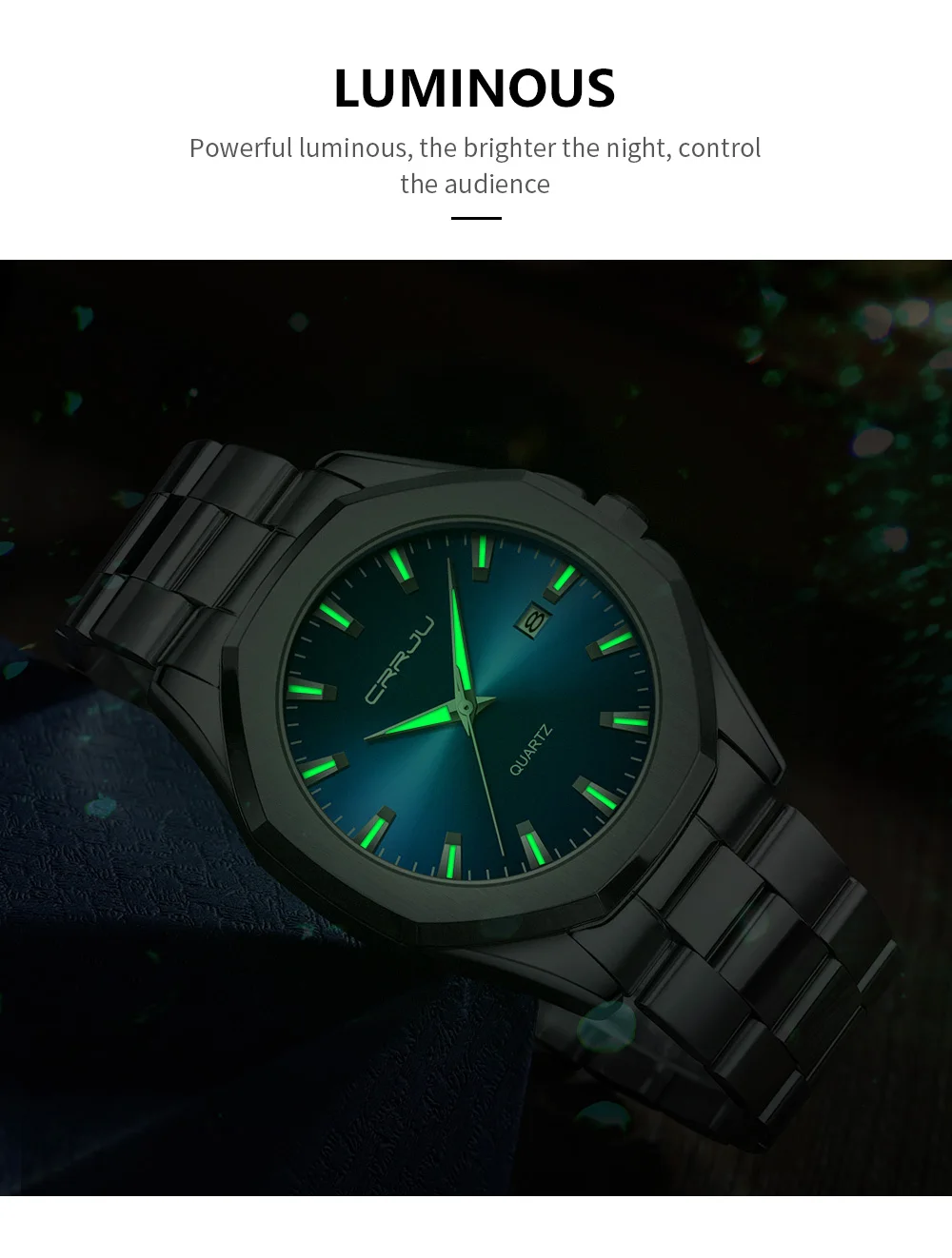 Crrju 5004 Men Watches Stainless Steel Trend Design Sport Watch Waterproof Big Dial Golden Luxury Japan Quartz Wristwatches