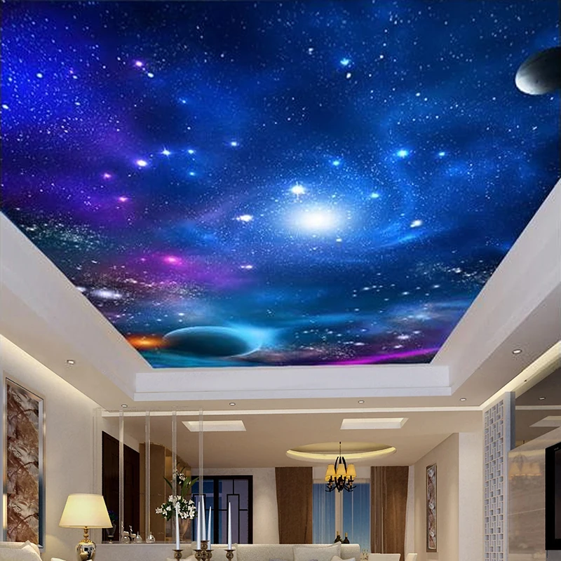 Custom Photo Wall 3d Universe Starry Sky Ceiling Murals Wallpaper For Living  Room Bedroom Ceiling Roof Wall Papers Home Decor - Buy 3d Wallpaper  Pvc,World Map Wallpaper,Wall Paper Rolls Pvc Product on