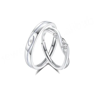 High-Grade S925 Sterling Silver GRS Certified Open Ring Ferris Wheel Interwoven Couple Fluorescent Design Elegant Wedding Party