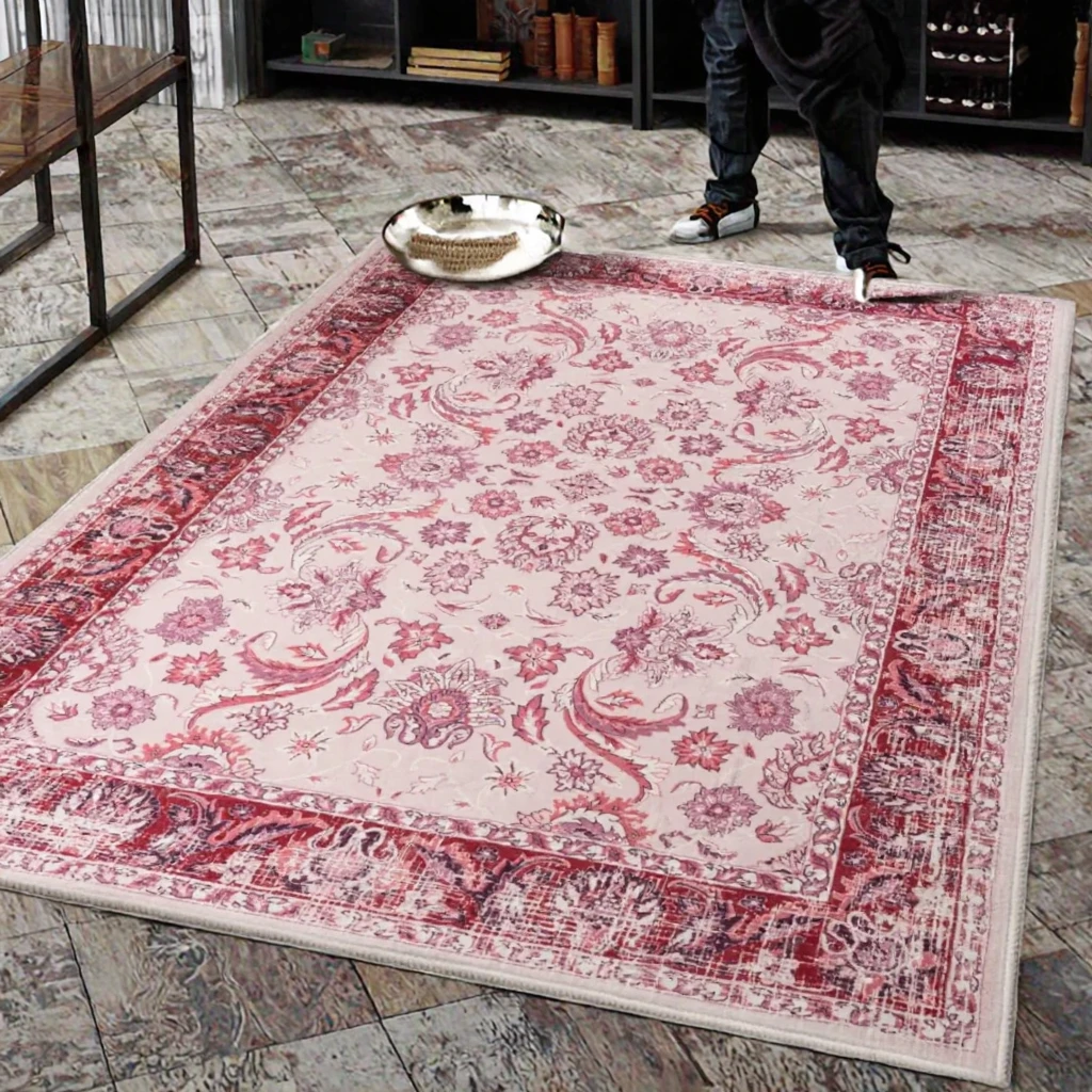 Akibaba Rug Lovable Machine Made Bohemian Rug Floral Pattern Microfiber Area Rug ...