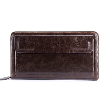 New Fashion Men Handbag Cow leather long wallet wholesale Zipper Wallet Clutch Purse