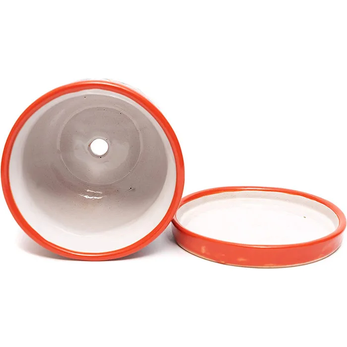 Set Di 2 Vasi In Ceramica Con Piattino, Enchanted Talavera, Dipinti A Mano, Per Piante Grasse, Cactus, Altezza 14 Cm, Colore Calendula