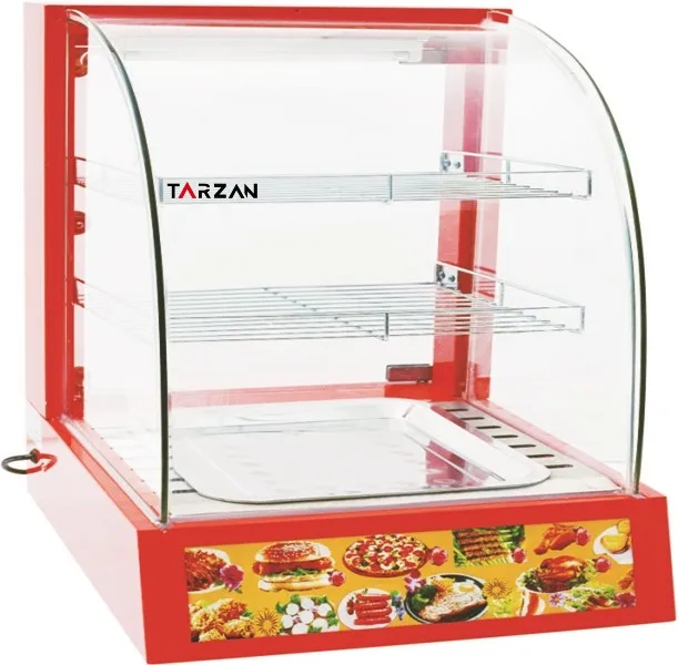 Electric Glass Food Catering Equipment Restaurant Heating Curved Display Warmer Chips Hot Showcase/Glass Warming Showcase