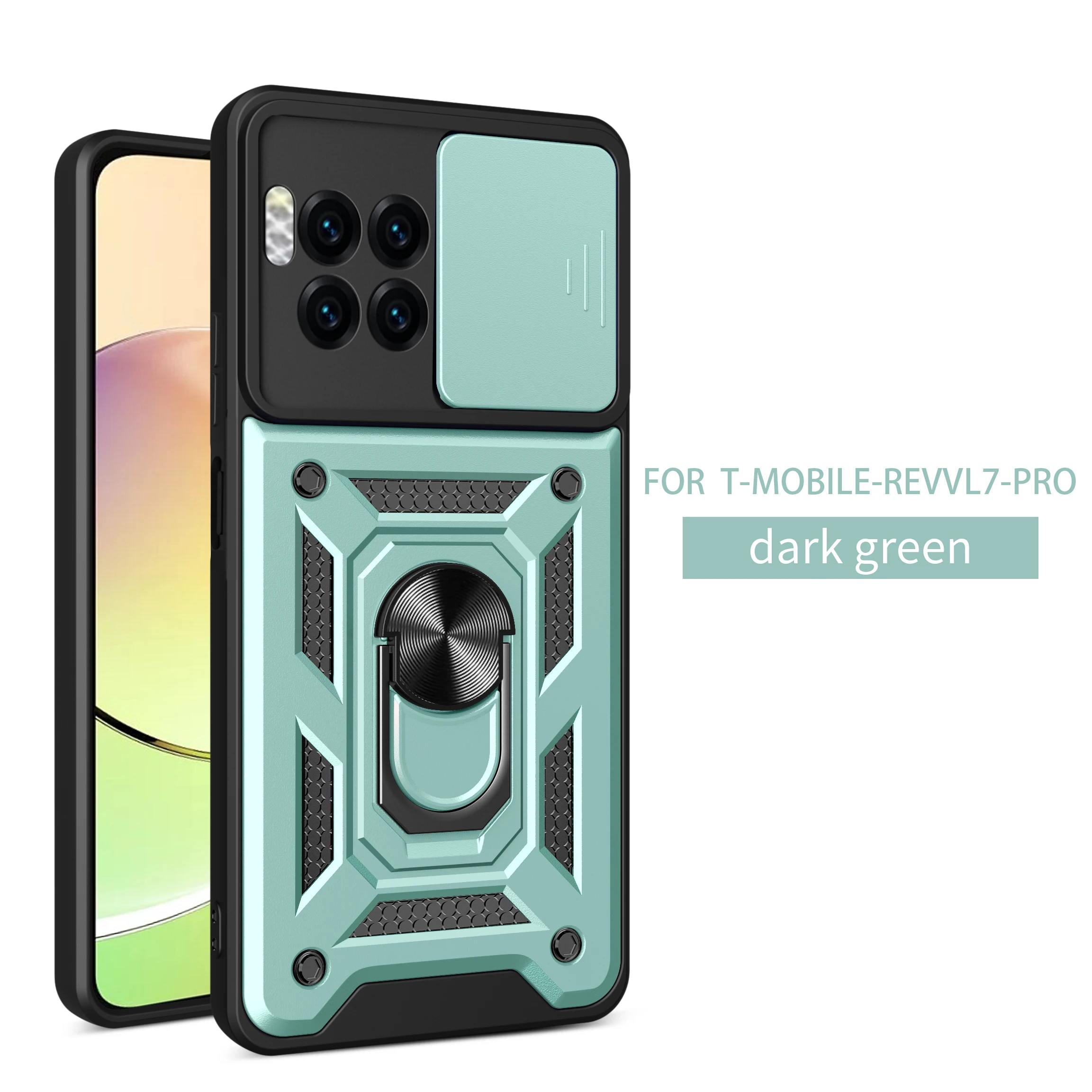 Heavy Duty Ring Kickstand Phone Case for T-Mobile REVVL 7 Pro 5G