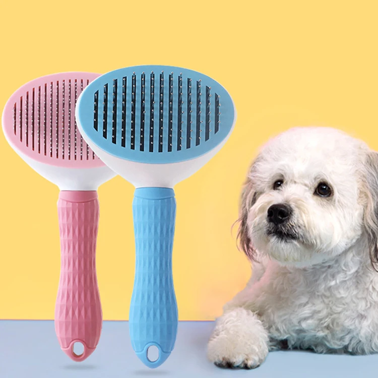 Pet Hair Remover Comb Brush Self Cleaning Hair Brush Cat Comb Stainless ...