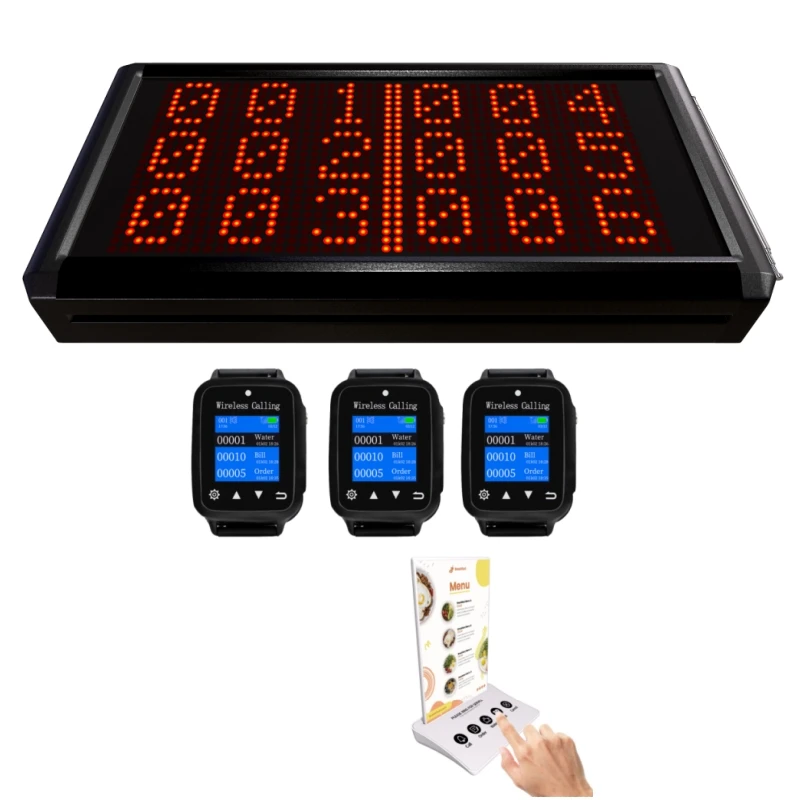 Wireless Calling System 999-Channel Number Keypad Caller + 6 Number Display Host for Restaurant Hospital Fast Food Shop