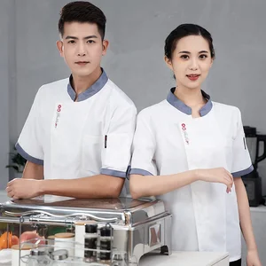 Summer Twill Fabric Short Sleeve Workwear for Men Women Breathable Chef Uniform for Hotel Restaurant Canteen Kitchen Baking