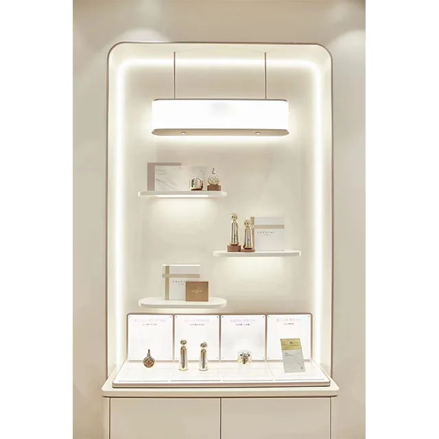 New Design White Makeup Store Counter Cabinet Display for Outlet Store