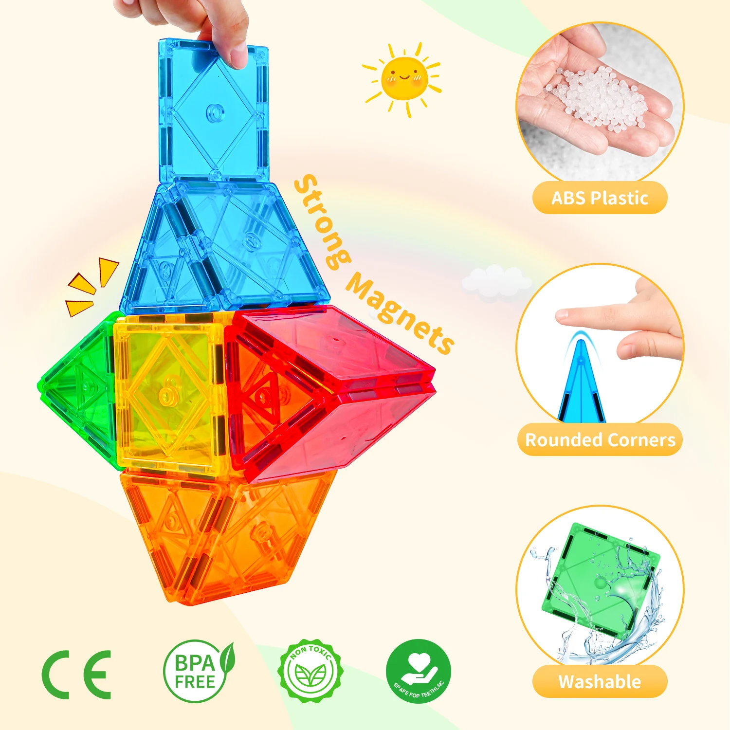 Magnetic Building Blocks STEM Toy For Kids 3+ - Endless Educational Play Value