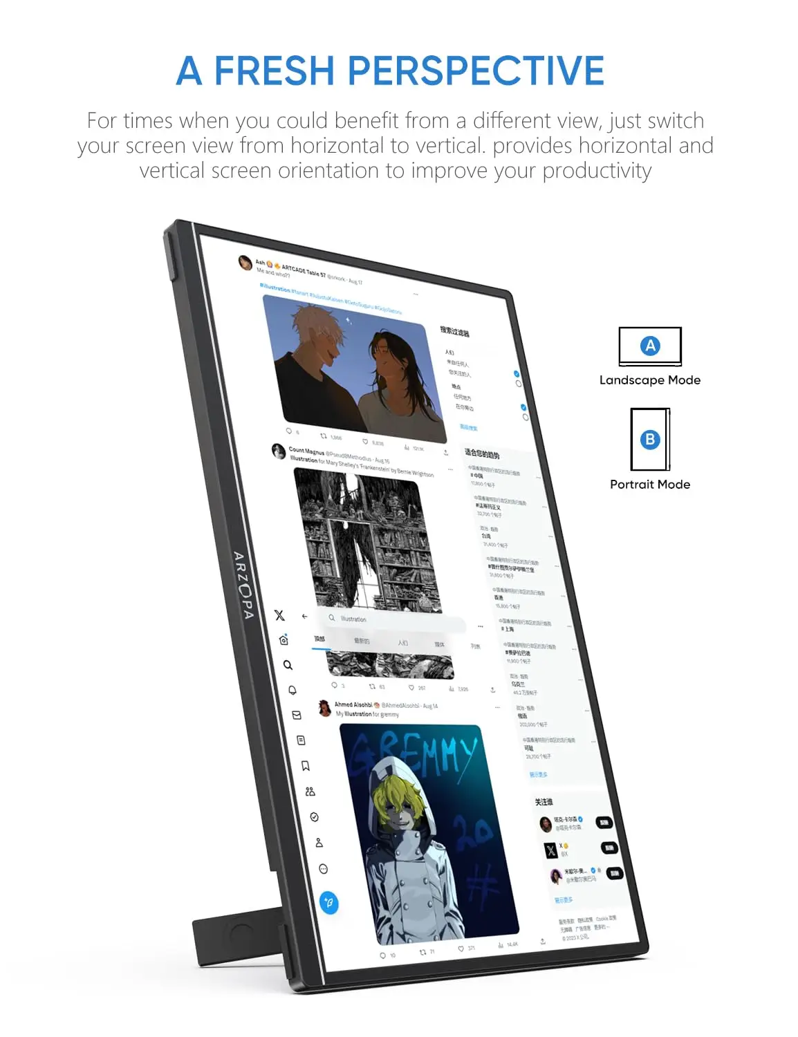Arzopa Portable Monitor - 15.6 Inch 4K IPS LCD Screen
