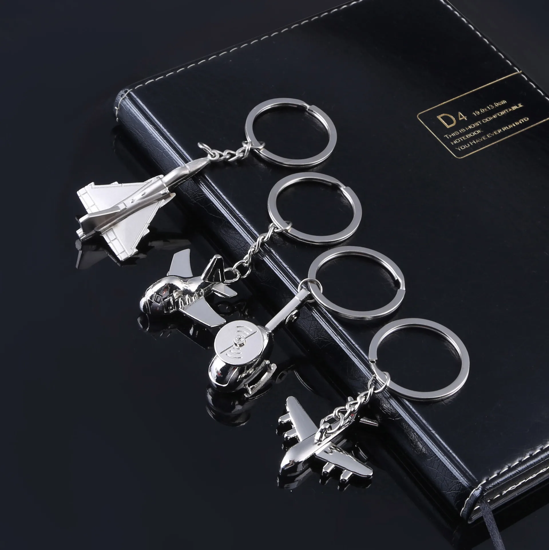 Airline Gift Airplane Keychain Aircraft Model 3D Metal Chains Airliners Fighter Plane Warplane Helicopter Key Rings 0