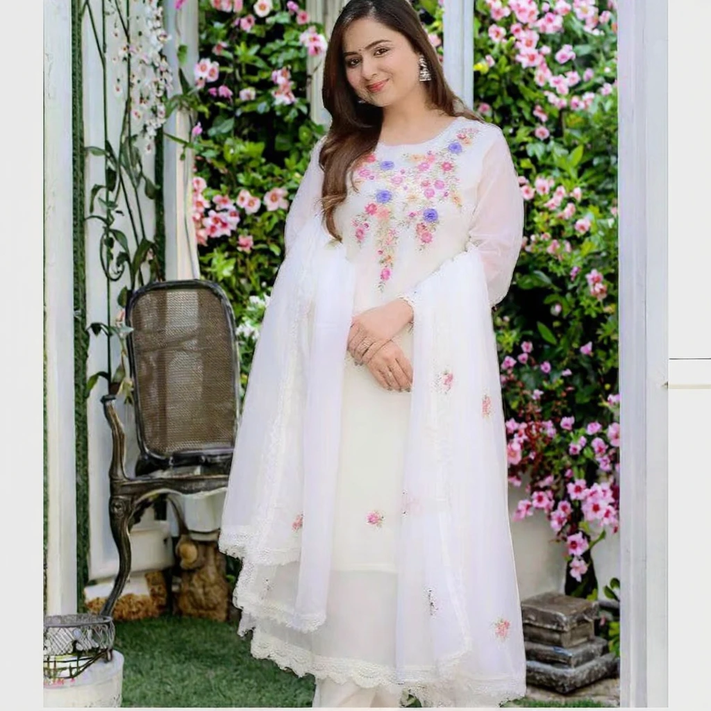 open lace back dress White Embroidered Pakistani Party Dress  Elegant & Chic  Maryum N Maria