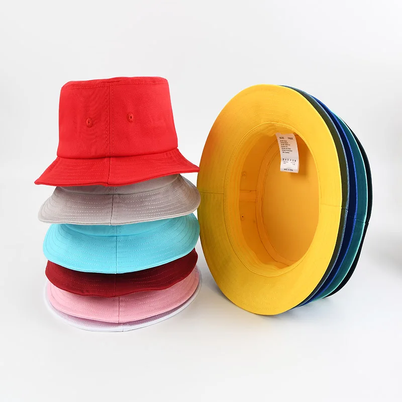Chapeaux seau réversibles vierges en coton, vente en gros, logo personnalisé