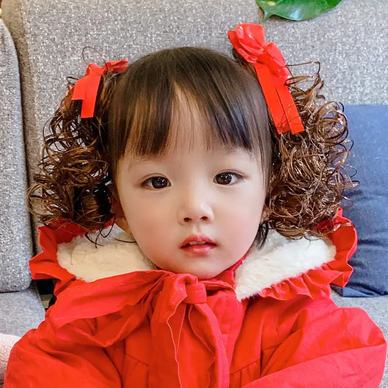 VENTDOUCE Perruque Afro Bébé - Cheveux Bruns En Laine Coton Chaud Pour Enfants | Chapeaux Amusants Avec Cheveux Bouclés Pour La Photographie Ou Les