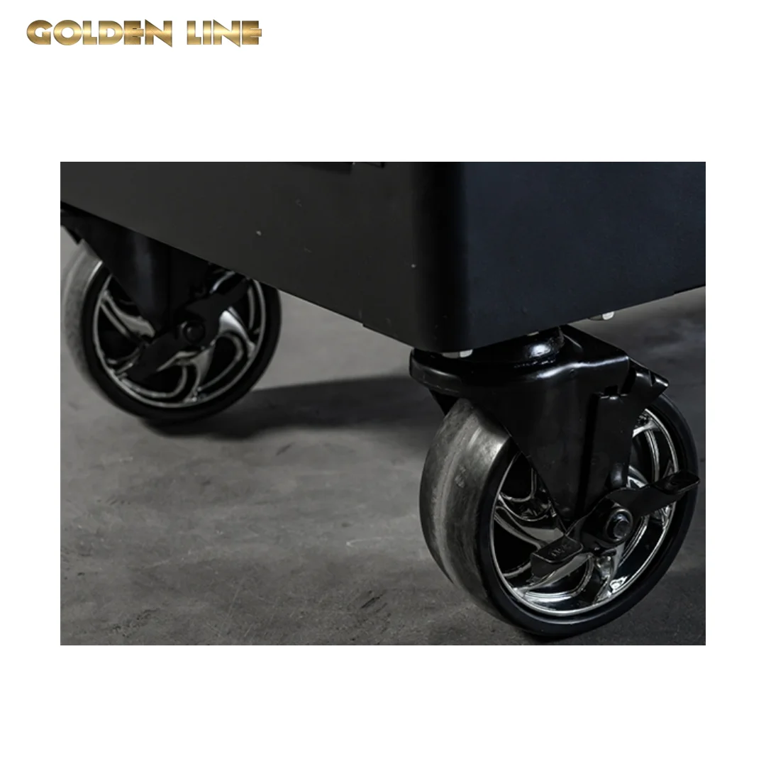 Goldenline 7 Drawers Metal Tool Box Roller Cabinet with Hand Tool Sets Steel Rolling Tool Trolley