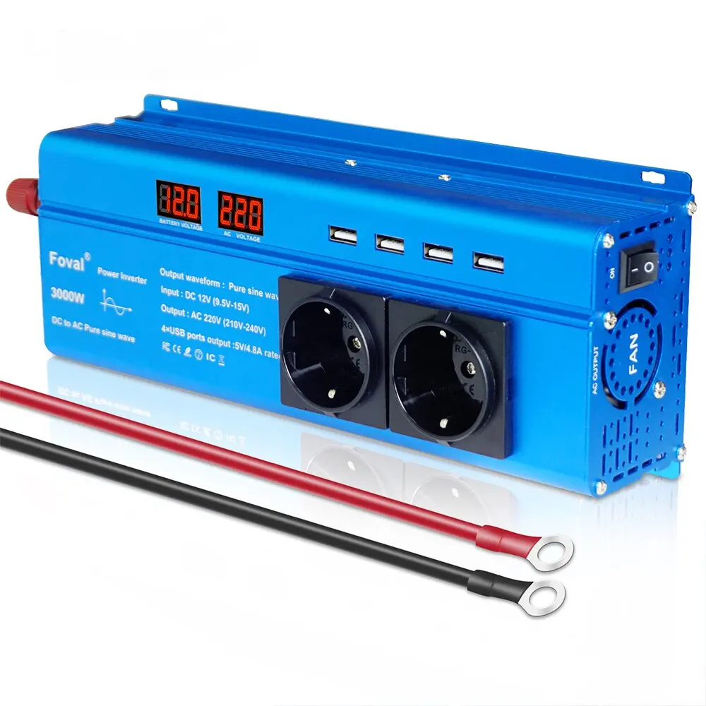 Foval Portable Solar Power Inverter 1000W 2000W Pure Sine Wave